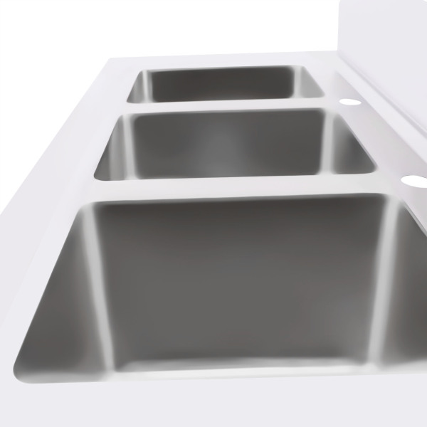 KITNEED 3 Compartments 39*18*35.8in Sink Stainless Steel Commercial Sink Kitchen Bar Basin Sink with 2 Faucets